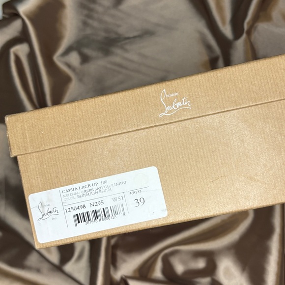 Christian Louboutin Satin Ankle-Tie Ballet Flats in Champagne - Picture 3 of 6